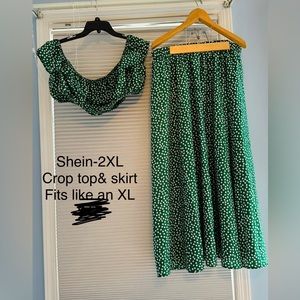 Women’s 2 piece skirt set and crop top, size XL from shein